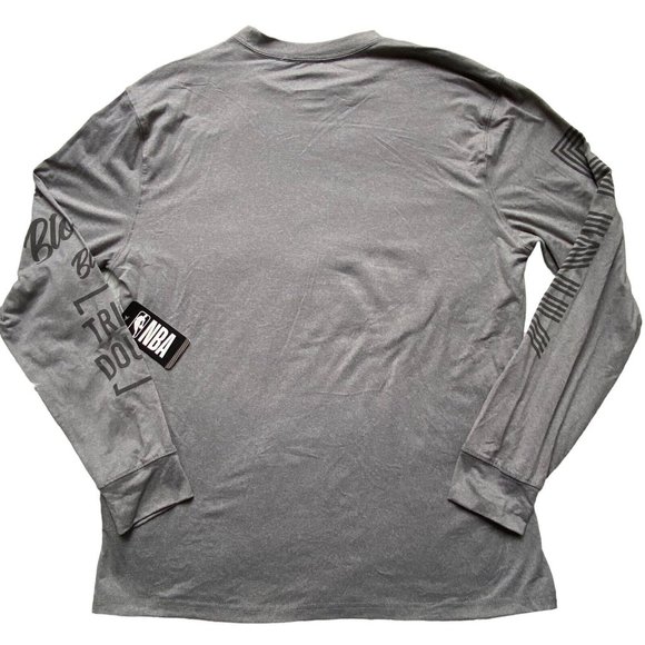 NWT NBA Mens Gray Spell Out Word/Logo Long Sleeve Crew Neck T Shirt Size Large L - Picture 2 of 15